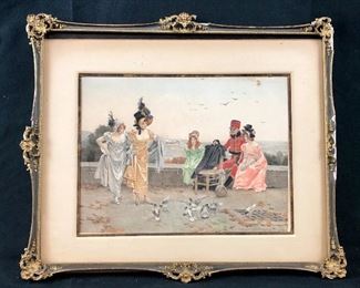 Francois Flameng (1856-1923) framed 1897 print. Printed in Paris.