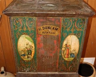 Antique painted spice cabinet/display