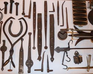 Large collection Antique iron implements