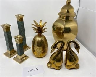 Beautiful Decorative Brass Pieces Including Covered Jar