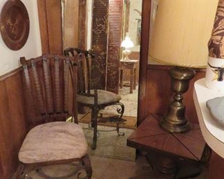 Vintage mirror, vintage lamp