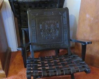 Leather folding chairs from Peru