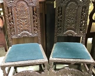 Pair carved chairs