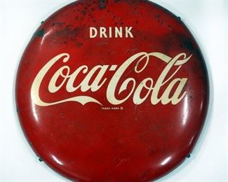 Vintage Steel 24" Diameter Coca-Cola Advertising Button