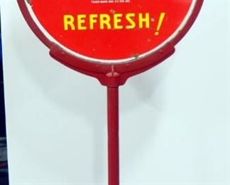 Vintage Coca-Cola Double- Sided Advertising "Lollipop" Stand With Cast Iron Base, 65" H, 30" Diameter