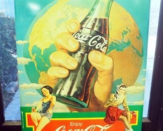 Metal Coca-Cola Advertising Sign, 23" H x 24" W