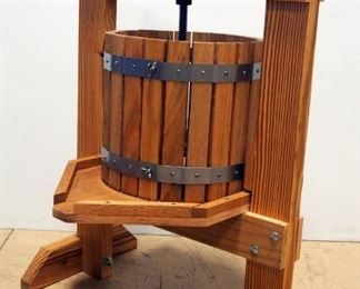 Wood Wine Press Built From Kit, Oak Drum With Stainless Screws And Bands, Includes Pressing Bags