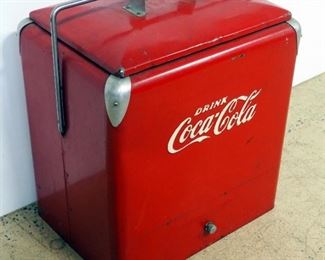 Vintage Metal Coca-Cola Insulated Ice Chest/ Cooler, With Removable Tray Insert, 19" H x 18" W x 13" D