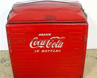 Vintage Metal Coca-Cola Insulated Ice Chest/ Cooler, With Removable Tray Insert, 17" H x 17" W x 13" D