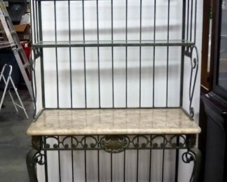 Wrought Iron And Marble Tiled Baker's Rack, 74" H x 40" W x 20" D, Two Pieces