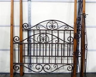 Queen Size Bed Headboard And Footboard, 78" H Corner Posts, Scrolled Metal Pieces To Create A Frame For Canopy Top