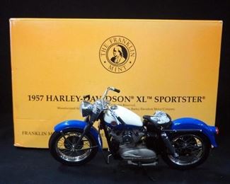 Franklin Mint 1:10 Scale 1957 Harley Davidson XL Sportster, No. 1098/9900, With COA In Box