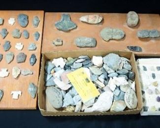 Mineral Sample Collection On Identification Sheets And Arrowhead And Rock Collection, And More
