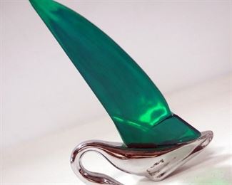 Vintage Packard Swan Hood Ornament With Green Wings