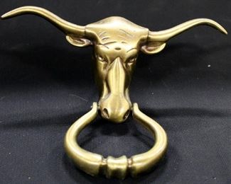 Two Brass Door Knockers, 1 Of Longhorn Steer And Other Of Fox