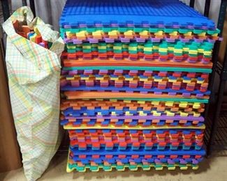 Playroom EVA Foam Flooring, 1/2" Thick 2' x 2' Squares, Interlocking With Straight Edge Finish Strips, Approx 54 Tiles