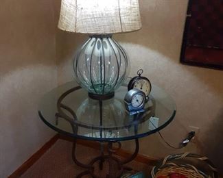Round glass side table and bubble Glass table lamp