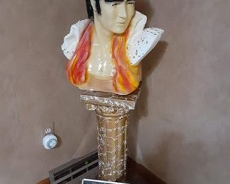 Elvis Presley Chuck bust with pedestal and license plate