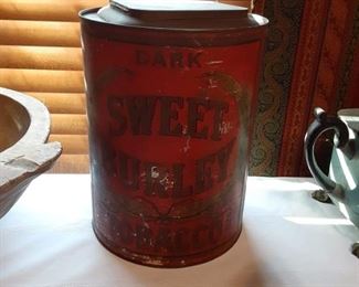 Dark sweet Burley tobacco tin antique