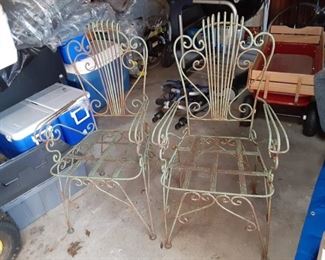 Antique cast iron patio chairs 4 total