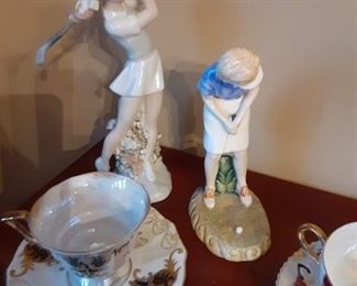 Female golf ceramic figurines
