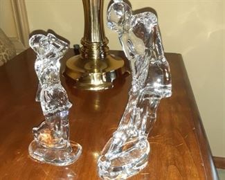 Waterford and Baccarat crystal golf figurines