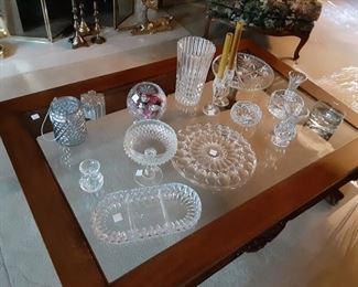 Crystal and glass serving pieces bases candy dishes holiday plates