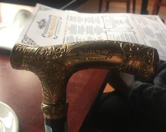 Walking Cane early 1900's- With inscriptions