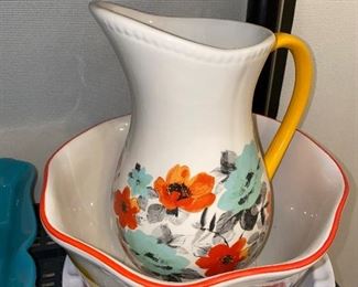 THE PIONEER WOMAN DECORATED FLORAL PITCHER 