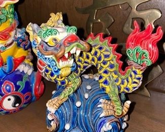 CHINESE FOO DOG ON BALL FIGURINE 