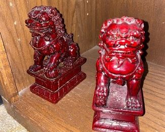 FOO DOG 2 PIEACE MALE AND FEMALE STATUE SET 