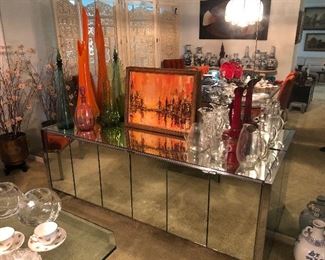 Vintage Mid Century mirrored buffet