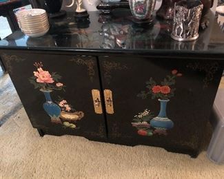 Early 20th Century Asian enamel hand painted cabinet