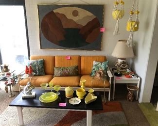 Made in Italy 1960's coffee table, sofa, end table and chair