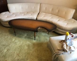 Mid Century curved Davenport with cool coffee table