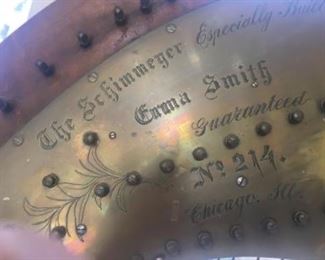 Plaque on harp that the Governor of IL gave to his daughter. 