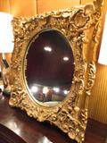 ROCOCO STYLE MIRROR. GOLD FINISH, APPROX 2' H