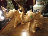 PAIR OF CHINESE CARVED BONE ELEPHANTS, APPROX 13"H