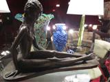 PRINCE MONYO BRONZE SEATED NUDE SCULPTURE (PRINCE MONYO MIHAILESCU-NASTUREL HERESCU), INSCRIBED MONYO, APPROX 20”H & 30”L