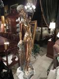 PRINCE MONYO BRONZE STANDING NUDE SCULPTURE – LIMITED EDITION #1 OF 7 GOLDEN BRONZE & PATINATED BRONZE (PRINCE MONYO MIHAILESCU-NASTUREL HERESCU), INSCRIBED MONYO 1/7, APPROX 38”H, MARBLE PEDESTAL BASE APPROX 32”H INCLUDED