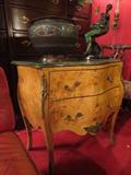 French Louis XV style bombe chest in burl wood