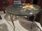 Marble top table with painted floral motif