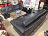 TWO AVAILABLE CONTEMPORARY BLACK LEATHER SOFAS, HEAVY GENUINE LEATHER (NOT BONDED LEATHER), EXCELLENT CONDITION, EACH SOFA SOLD SEPARATELY