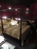 ETHAN ALLEN FOUR POSTER KING CANOPY BED, BLACK FINISH