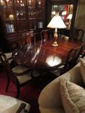 QUEEN ANN STYLE CHERRY DINING TABLE WITH 8 CHAIRS, BREAKFRONT, AND BUFFET