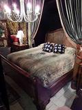 HENREDON LEATHER KING SLEIGH BED