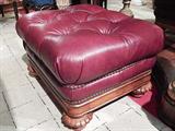 THOMASVILLE RED LEATHER OTTOMAN