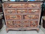 THOMASVILLE MARBLE TOP PAINTED CHINOISERIE CHEST WITH SILVER FINISH METAL ORMOLU