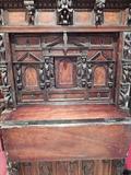 SPECTACULAR ANTIQUE AUSTRIAN BUTLER'S DESK WITH BRASS DOUBLE HEADED EAGLE, CARVED FIGURES, AND HIDDEN COMPARTMENTS