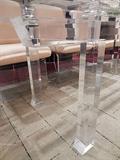 CHARLES HOLLIS JONES 1970's THICK LUCITE DINING TABLE WITH 10 LUCITE CANTILEVER CHAIRS, TABLE TOP IS 2 INCH THICK LUCITE, BASE IS 2 INCH THICK SQUARE CUT LUCITE IN ONE PIECE.  ONE OF A KIND CUSTOM SET IN REMARKABLE CONDITION FOR IT'S AGE - MINIMAL SCRATCHES, NO BUBBLING, YELLOWING